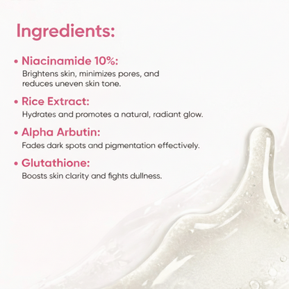 Rice Glow Serum Niacinamide<10% Glutathione<2%Vitamin-c 5%